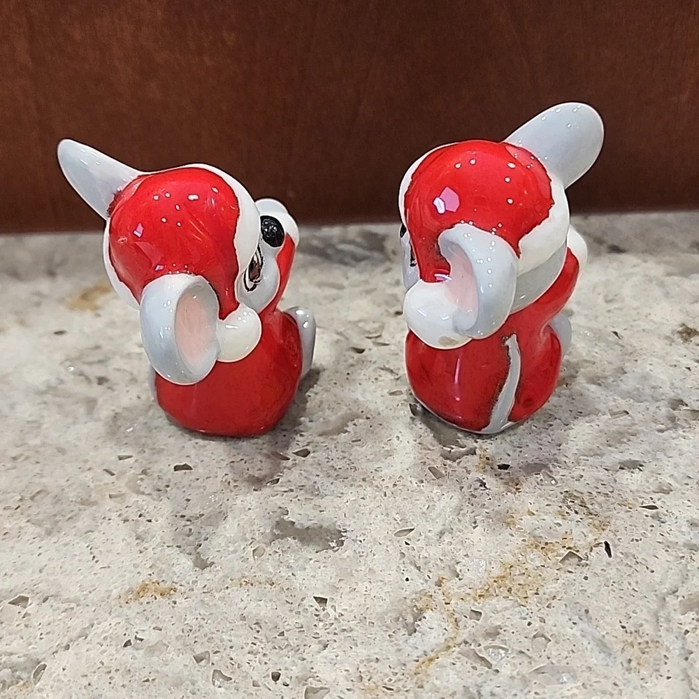 Vintage Ceramic Christmas Mice Mouse Candle Stick Hugger Climber Santa Holiday